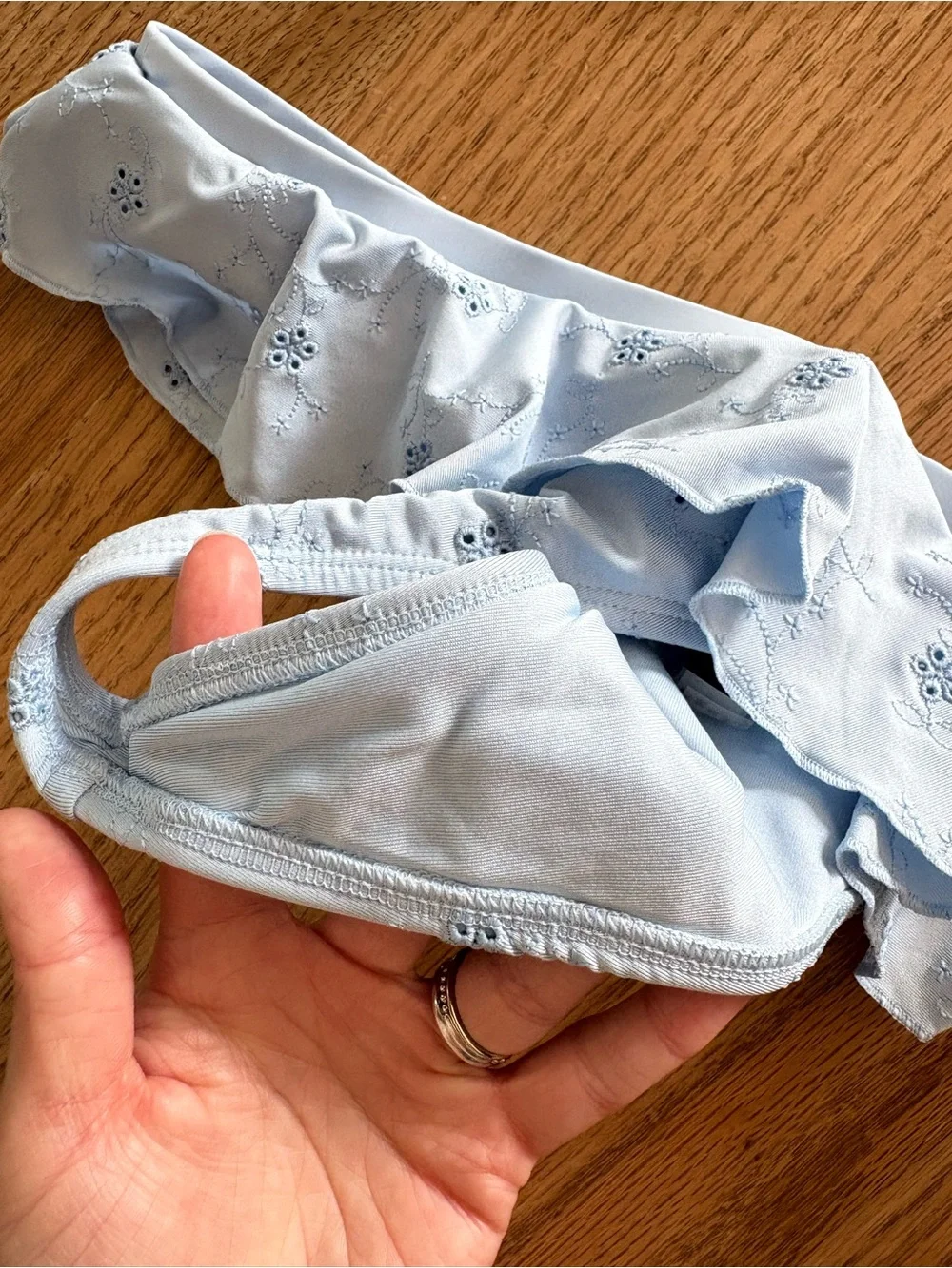 Frankie's Bikinis Light Blue Eyelet Ruffle Triangle Set